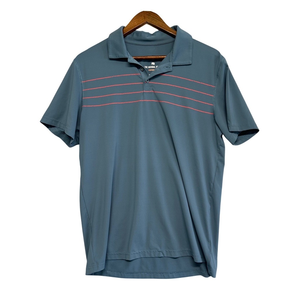 The Normal Brand Mens Size M Stretch Performance Polo Shirt Striped Short Sleeve